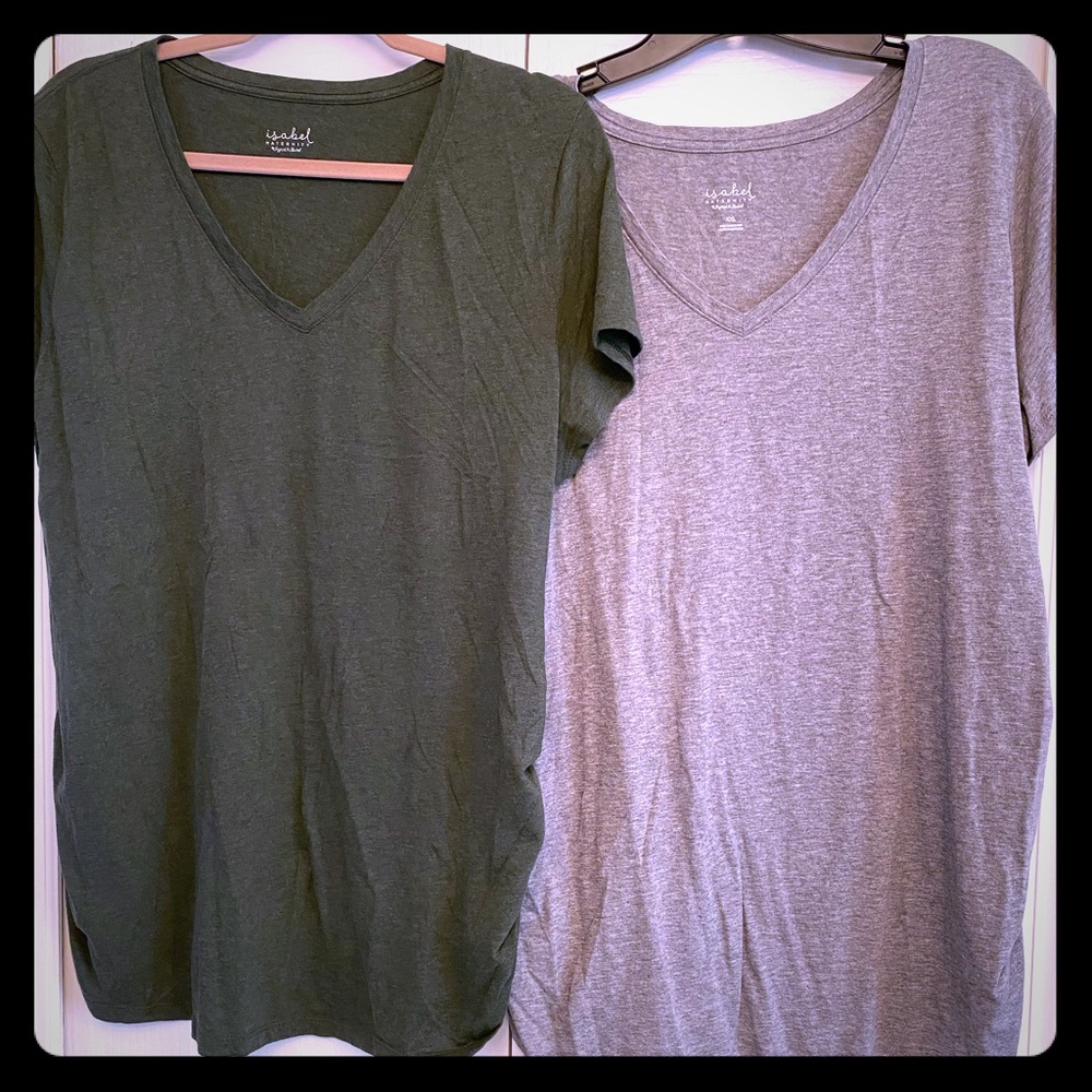 2 Isabel Maternity Shirred Vneck Tshirts